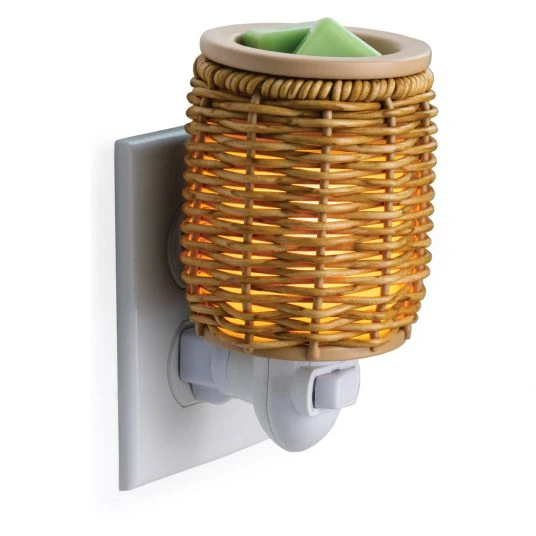PLUGGABLE FRAGRANCE WARMER WICKER LANTERN