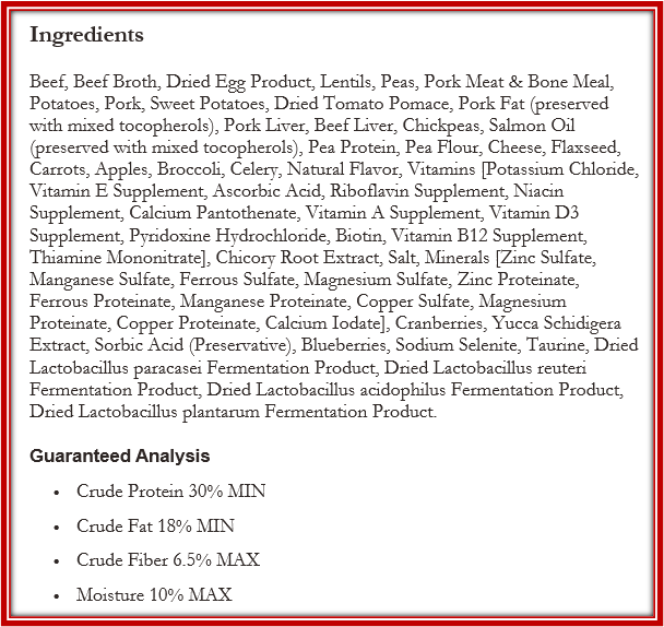 Four Star Nutritionals Beef Frittata Veg® Recipe Dry Dog Food 4 lb