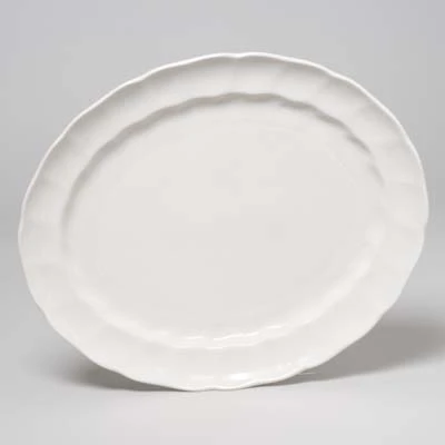 OVAL CERAMIC PLATTER WHITE 13.75"