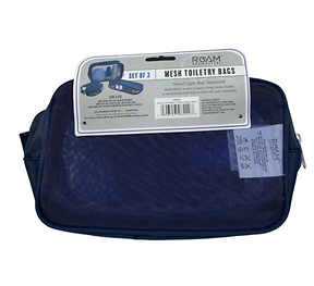 SET OF 3 - RR MESH TOILETRY BAGS NAVY
