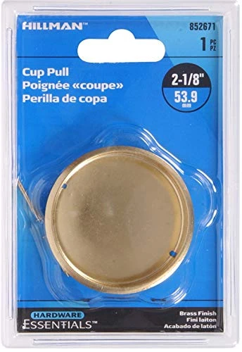 CUP PULL 2-1/8" BRASS PLATED