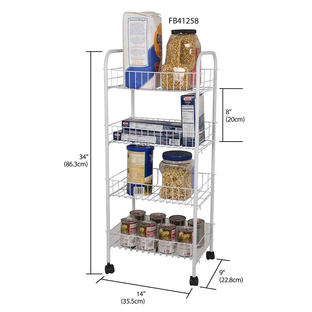 4-TIER KITCHEN TROLLEY WHITE