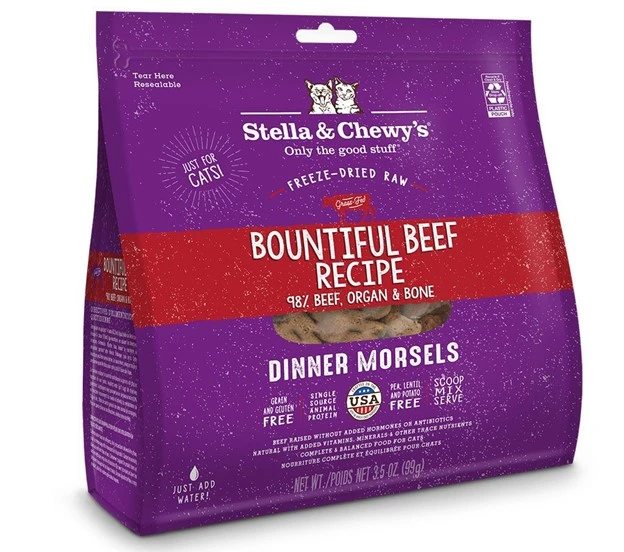Dinner Morsels Bountiful Beef Recipe Freeze-Dried Raw Cat Food 3.5 oz