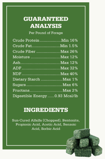 Premium Western Forage Certified Alfalfa Hay Cubes 40 lb