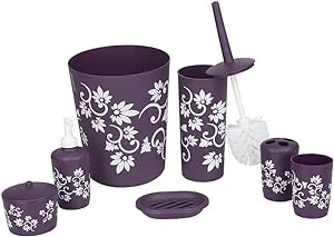 7PC PRINTED BATHROOM SET - PURPLE