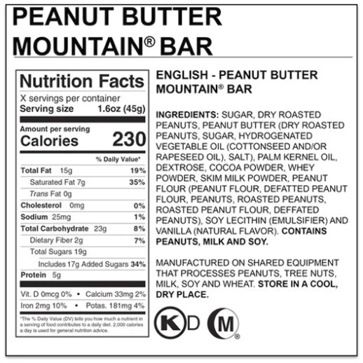 Peanut Butter MOUNTAIN Bar 1.6 oz