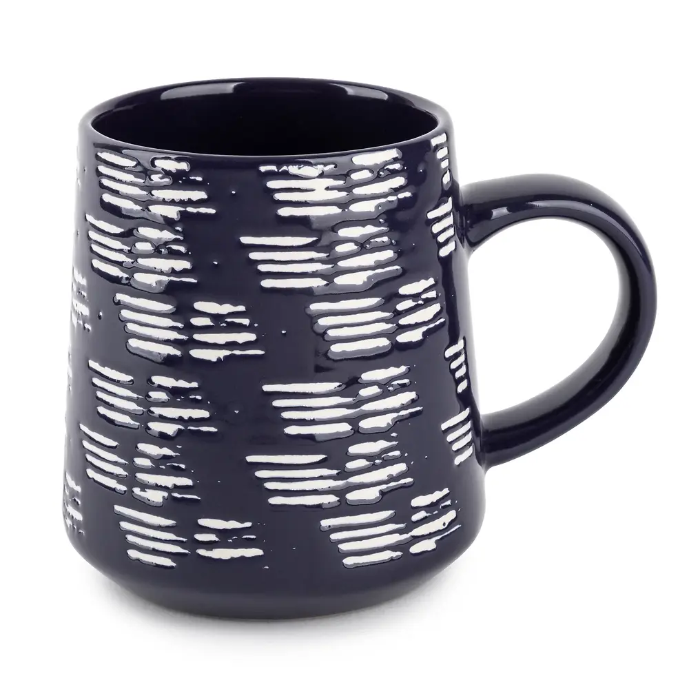BLUE AND WHITE BRUSHSTROKE BRUSH MUG