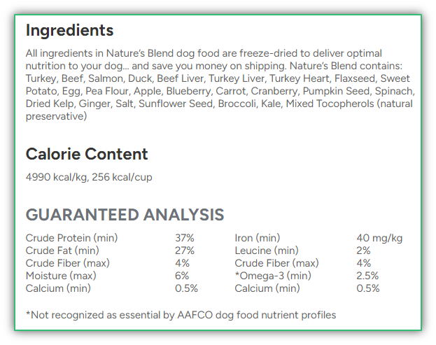 Nature’s Blend Essential Wellness Premium Freeze-Dried Raw Dog Food 48 oz