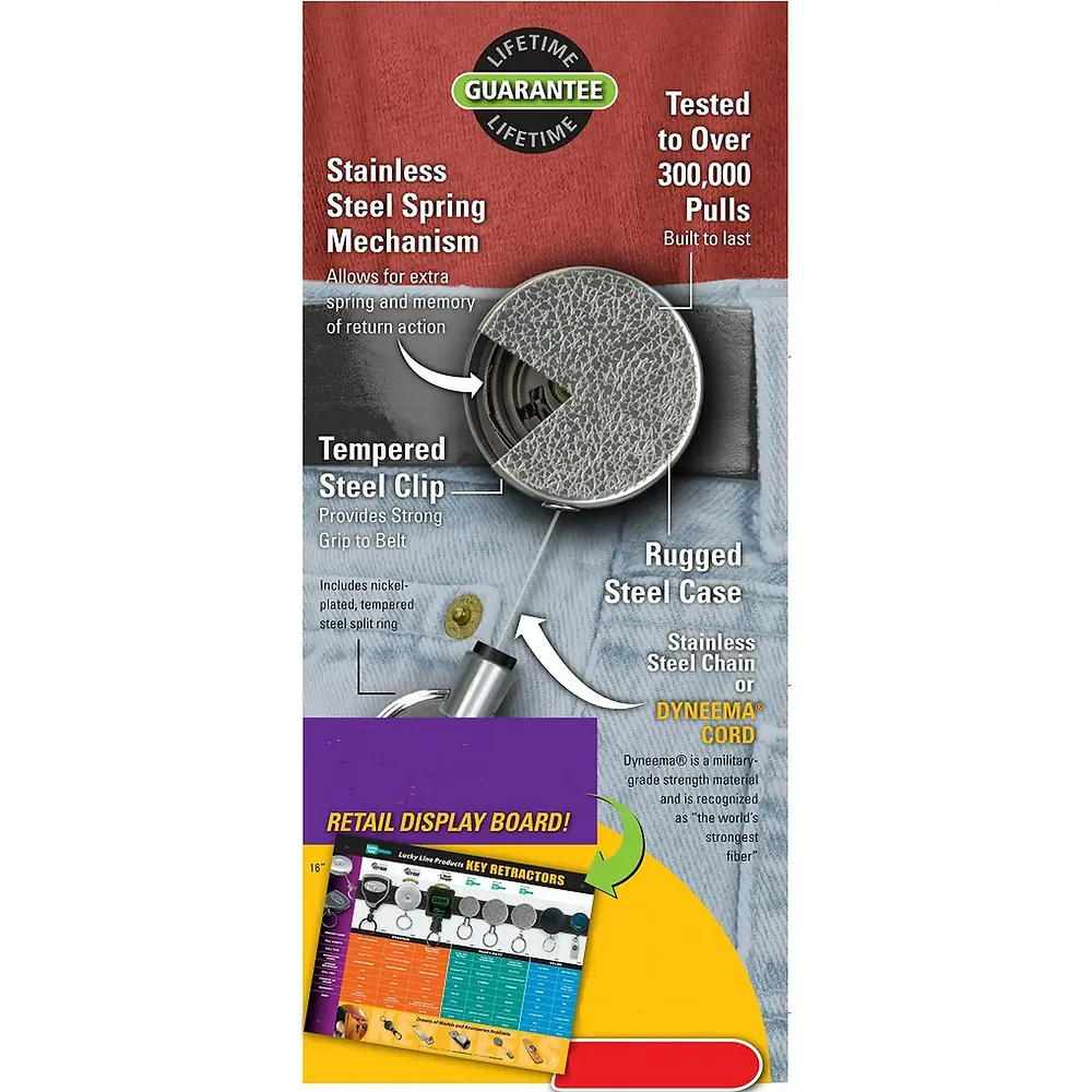 KEY REEL STAINLESS STEEL 48 DYNEEMA CORD