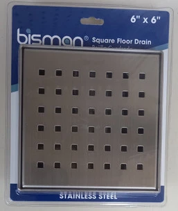 HD STAINLESS STEEL FLOOR DRAIN 6X6 304
