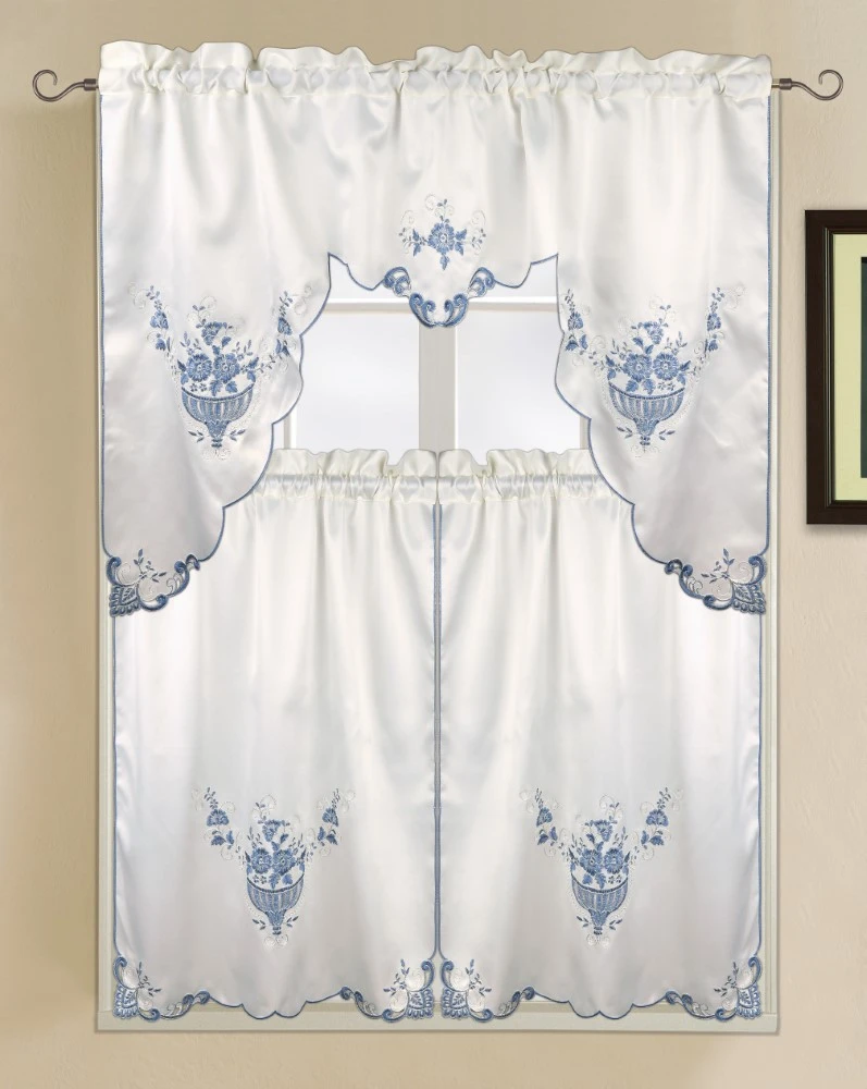 3PC EMBROD KITCHEN CURTAINS