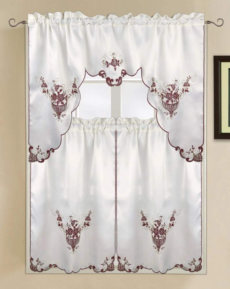 3PC EMBROD KITCHEN CURTAINS