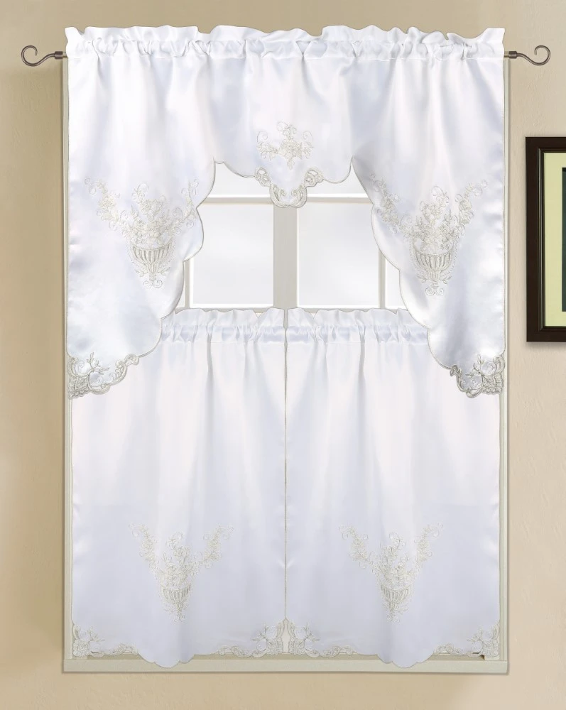 3PC EMBROD KITCHEN CURTAINS