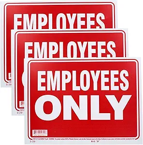BAZIC 9" X 12" Employess Only Sign
