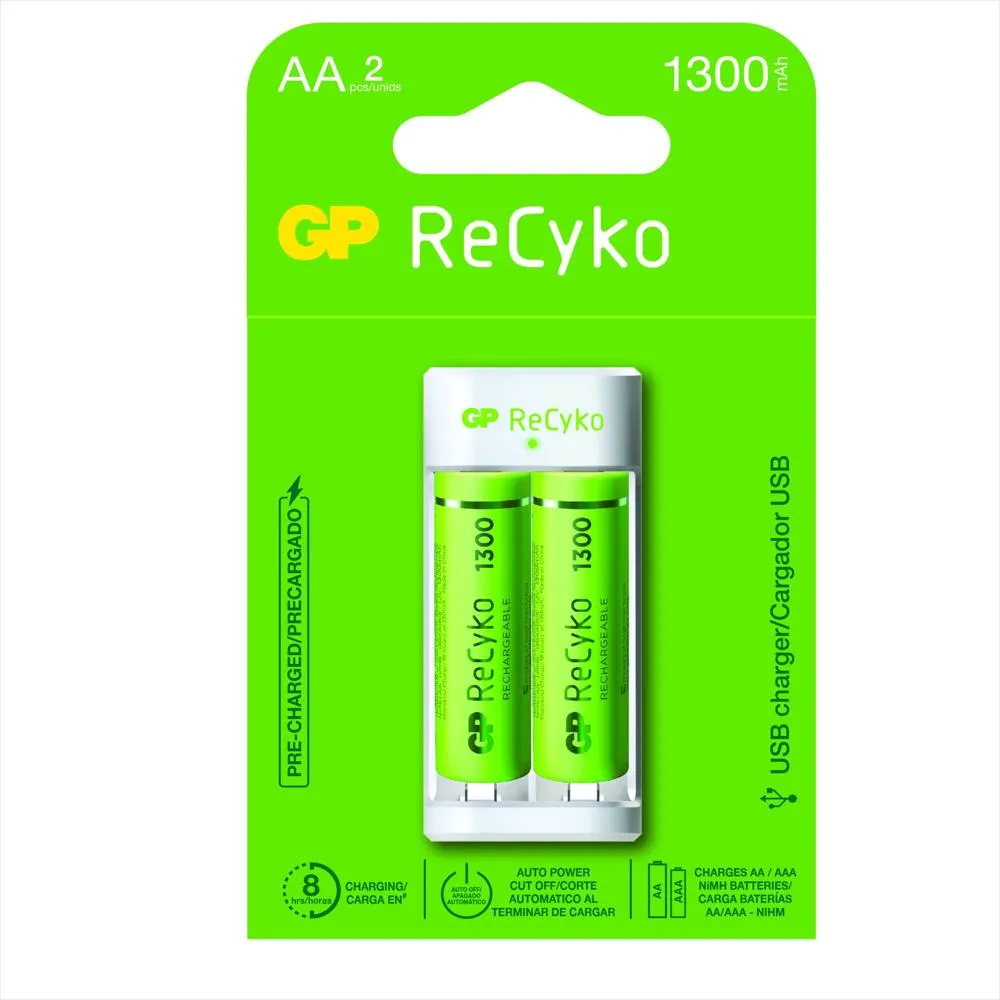 GP RECYKO CHARGER +2AA BATTERIES