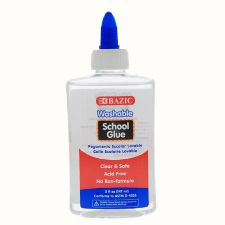Washable Clear School Glue 5 Oz. (147 mL), Liquid Clear Glues Adhesive