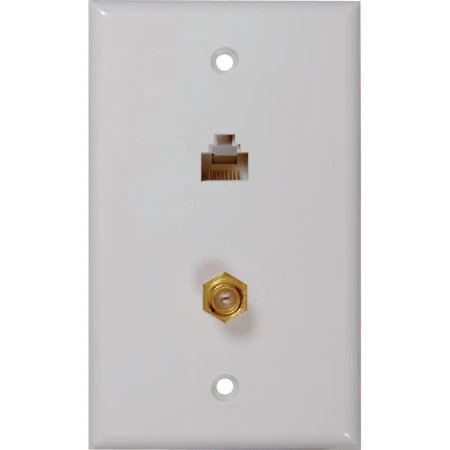 RCA White CAT 5/6 Single Coaxial Wall Plate