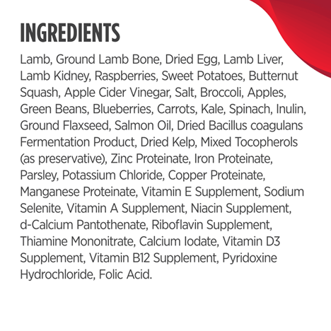 Freeze-Dried Raw Lamb with Raspberries Complete & Balanced Dog Food 8 oz
