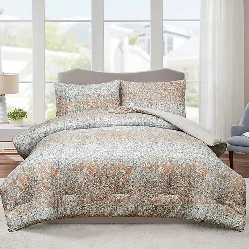 WOVEN 3PC PRINTED REVERSIBLE COMFORTER