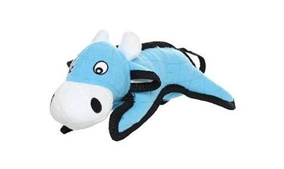 Tuffy's Junior Barn Yard Cow Dog Toy Blue