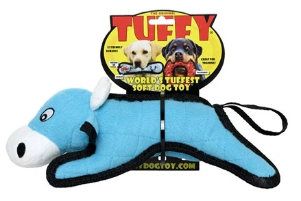 Tuffy's Junior Barn Yard Cow Dog Toy Blue