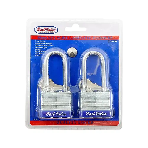 2PC 40MM LAMINATED PADLOCK LONG SHACK