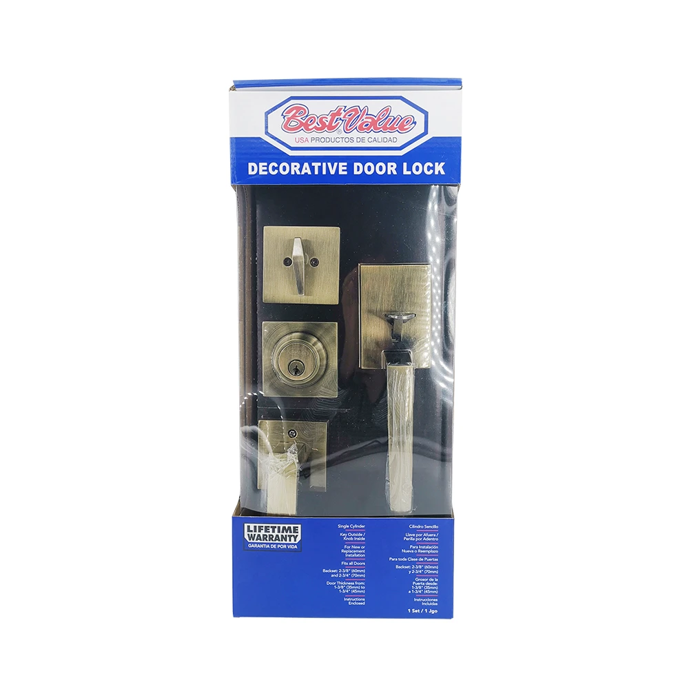 SINGLE CYLINDER ENTRANCE LOCKSET -  ANTIQUE BRASS