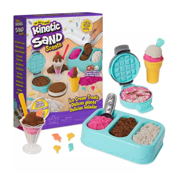Kinetic Sand Scents Ice Cream Treats Playset With 3 Colors And 6 Serving Tools
