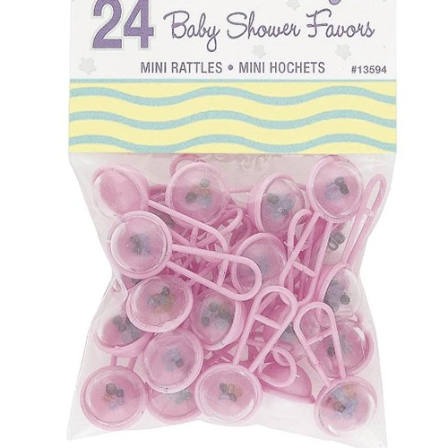Party Favors Mini Rattles 24/Pkg-Blue/Pink