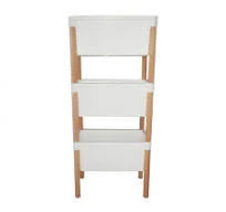 WOODEN TRIPLE PLASTIC STORAGE SHELF