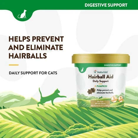 Hairball Aid Daily Support + Pumpkin Cat Supplement 60 Soft Chews