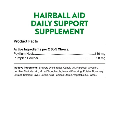 Hairball Aid Daily Support + Pumpkin Cat Supplement 60 Soft Chews