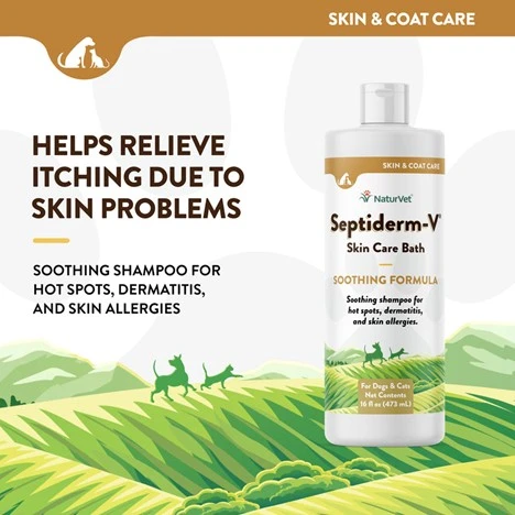 Septiderm-V Skin Care Bath Soothing Formula for Dogs & Cats 16 oz