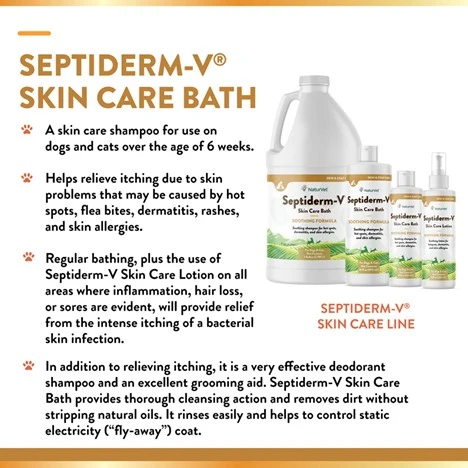 Septiderm-V Skin Care Bath Soothing Formula for Dogs & Cats 16 oz