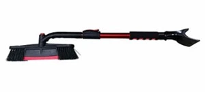 Snow Broom with Ice Scraper Pivot Head, Flex Blade, Handle Extends to 39"