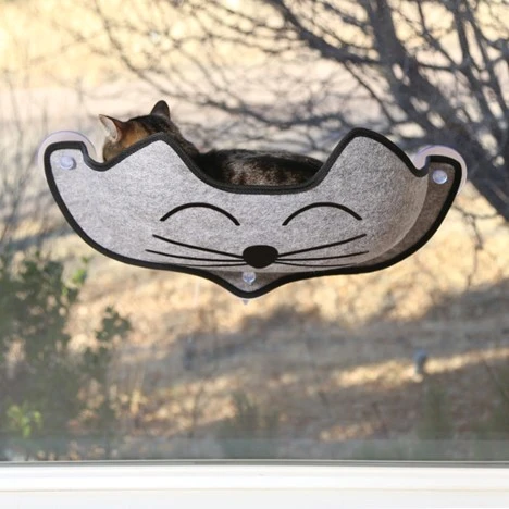 EZ Mount Kittyface Window Bed Gray