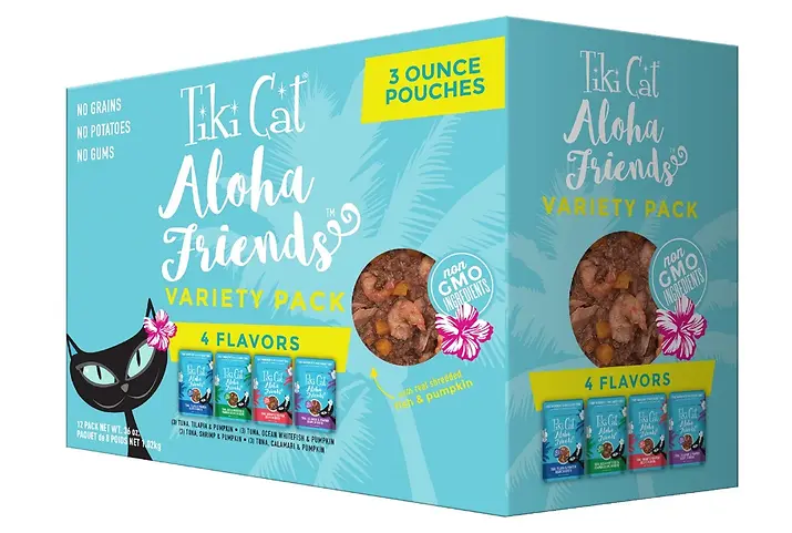 Tiki Cat Aloha Friends Variety Pack Wet Cat Food Pouches 3 oz | 12 Pack