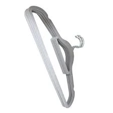 S/5 PLASTIC VELVET CLOTH HANGER - BLACK