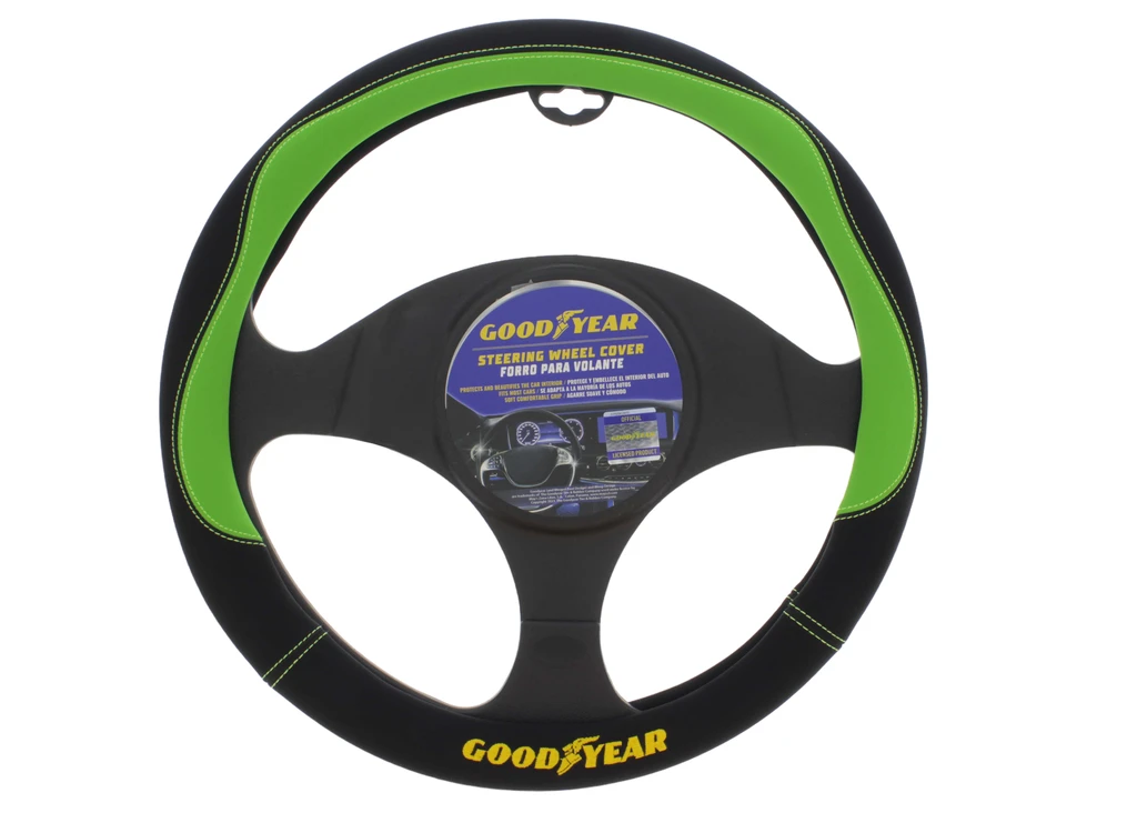 STEERING WHEEL COVER - BLACK AND GREEN