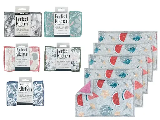 MICROFIBER KITCHEN PADS - PACK OF 5 - ASSORTED