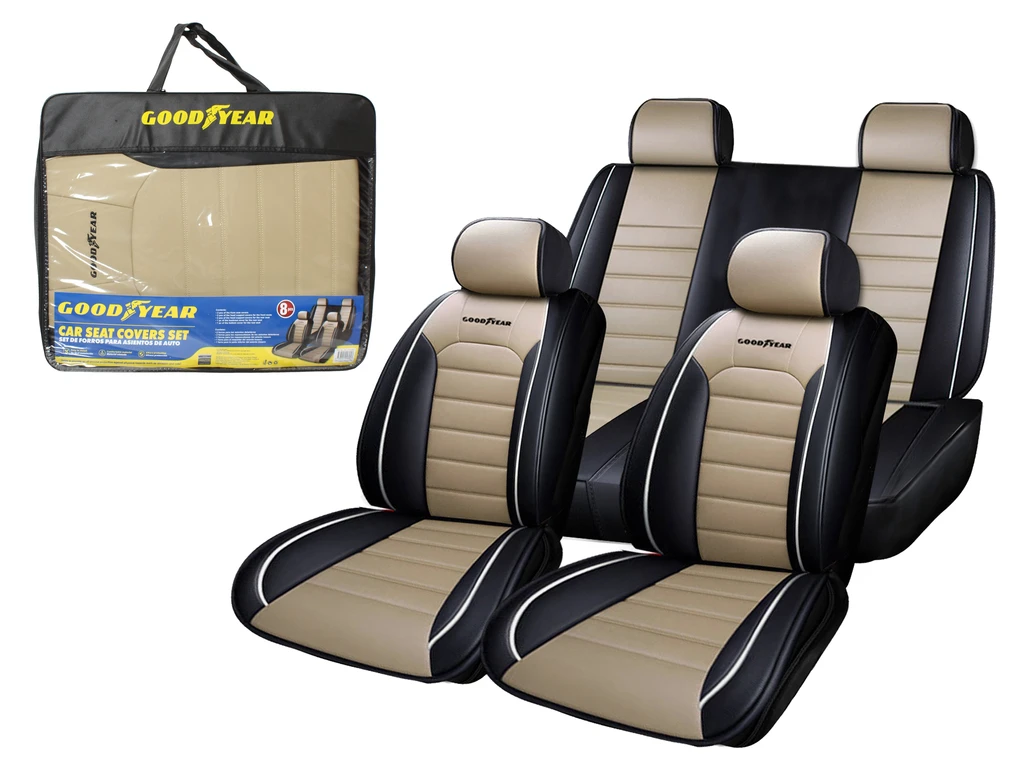 CAR SEAT COVER SET - BLACK AND BEIGE