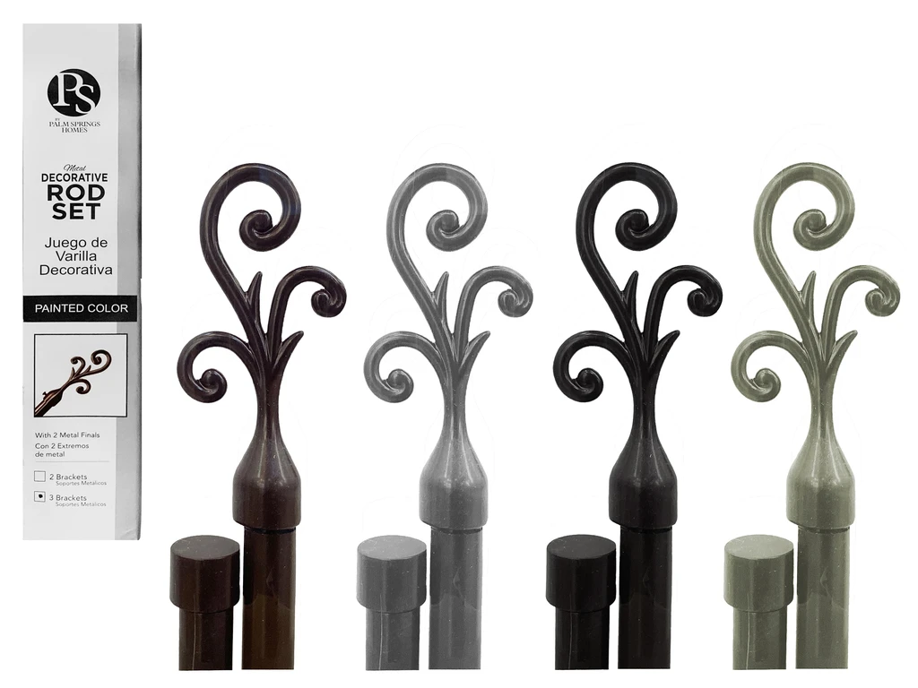 METAL DECORATIVE CURTAIN DOUBLE ROD - ASSORTED