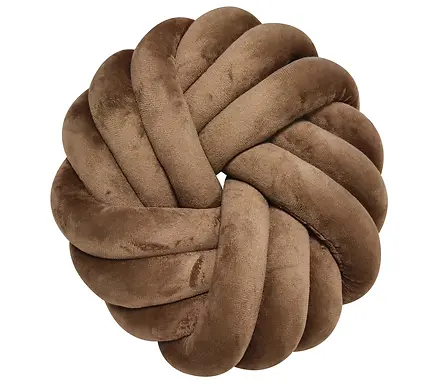 CRYSTAL VELVET 3-LINE ROUND PILLOW - BROWN