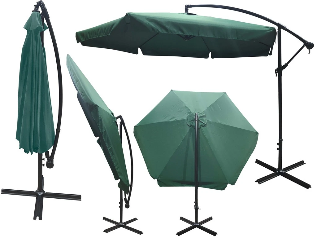 GARDEN UMBRELLA WITH FLAP AND CRANK HANDLE - GREEN