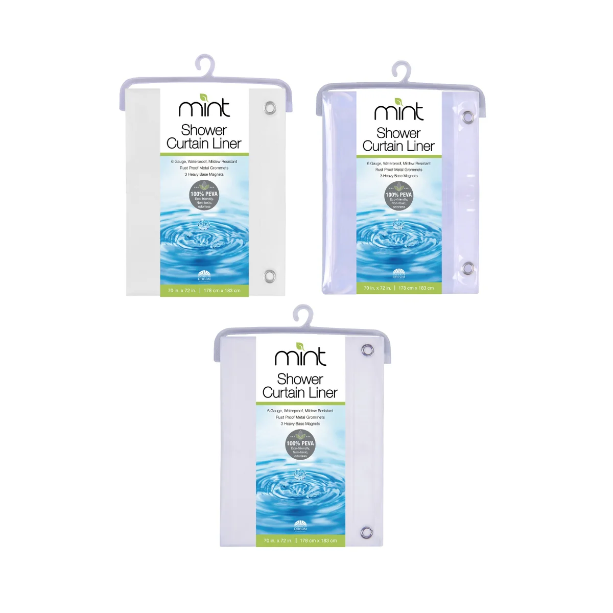 6 GAUGE SHOWER CURTAIN LINER - ASSORTED