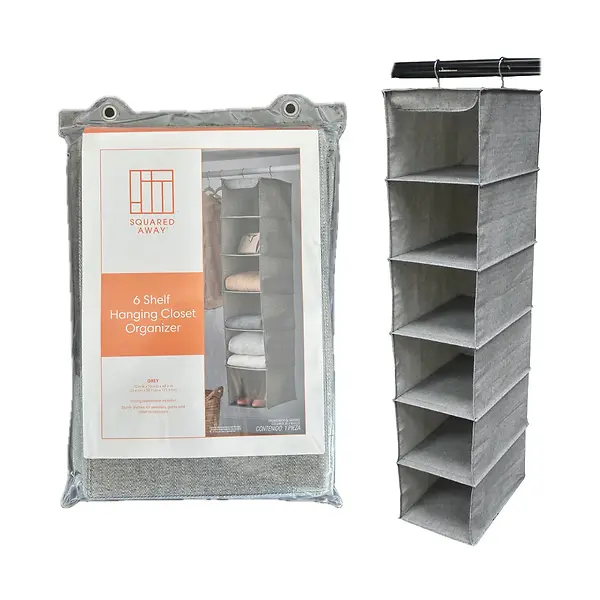 ARROW WEAVE 6-SHELF CLOSET ORGANIZER - GREY