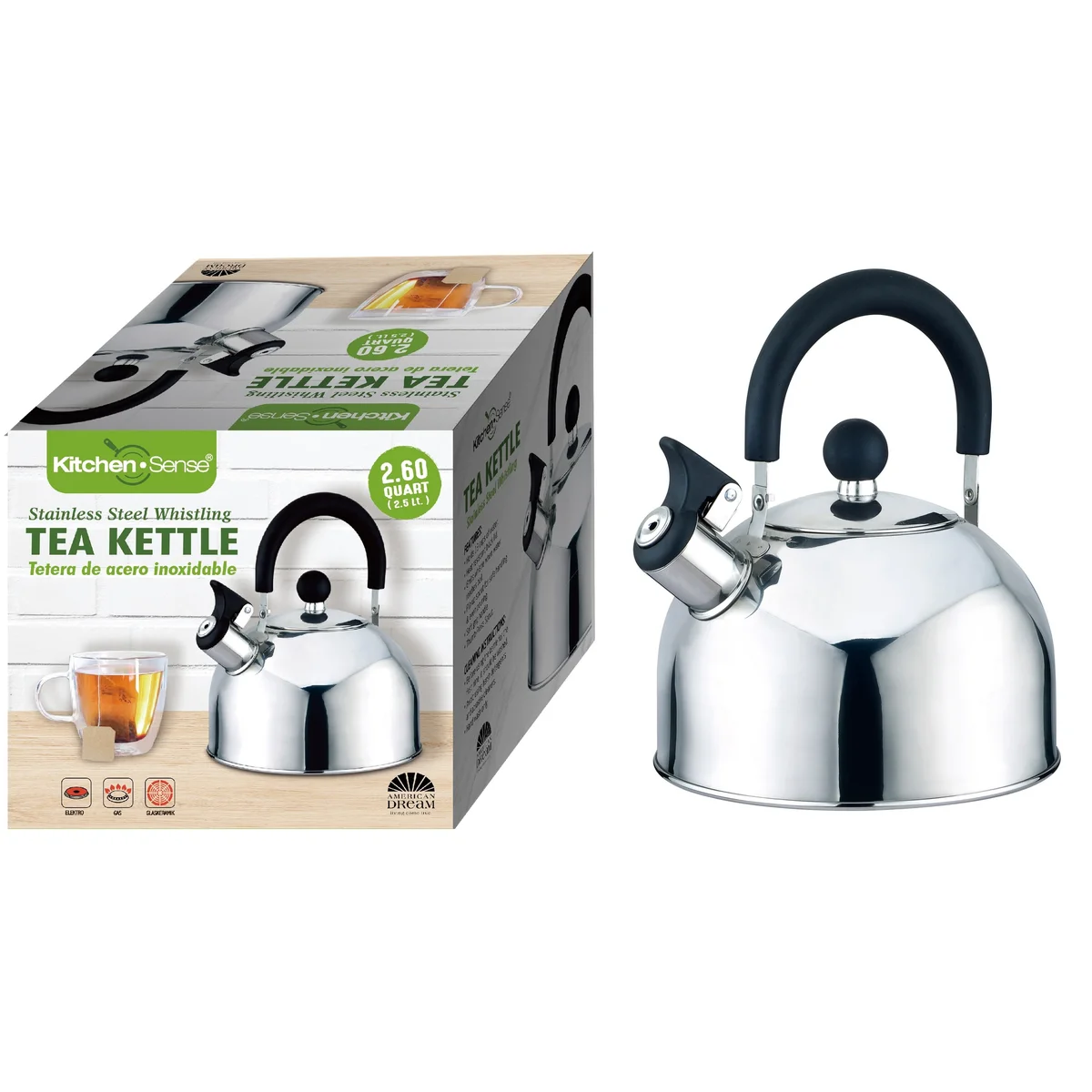 STAINLESS STEEL WHISTLING TEA KETTLE - 2.5LT