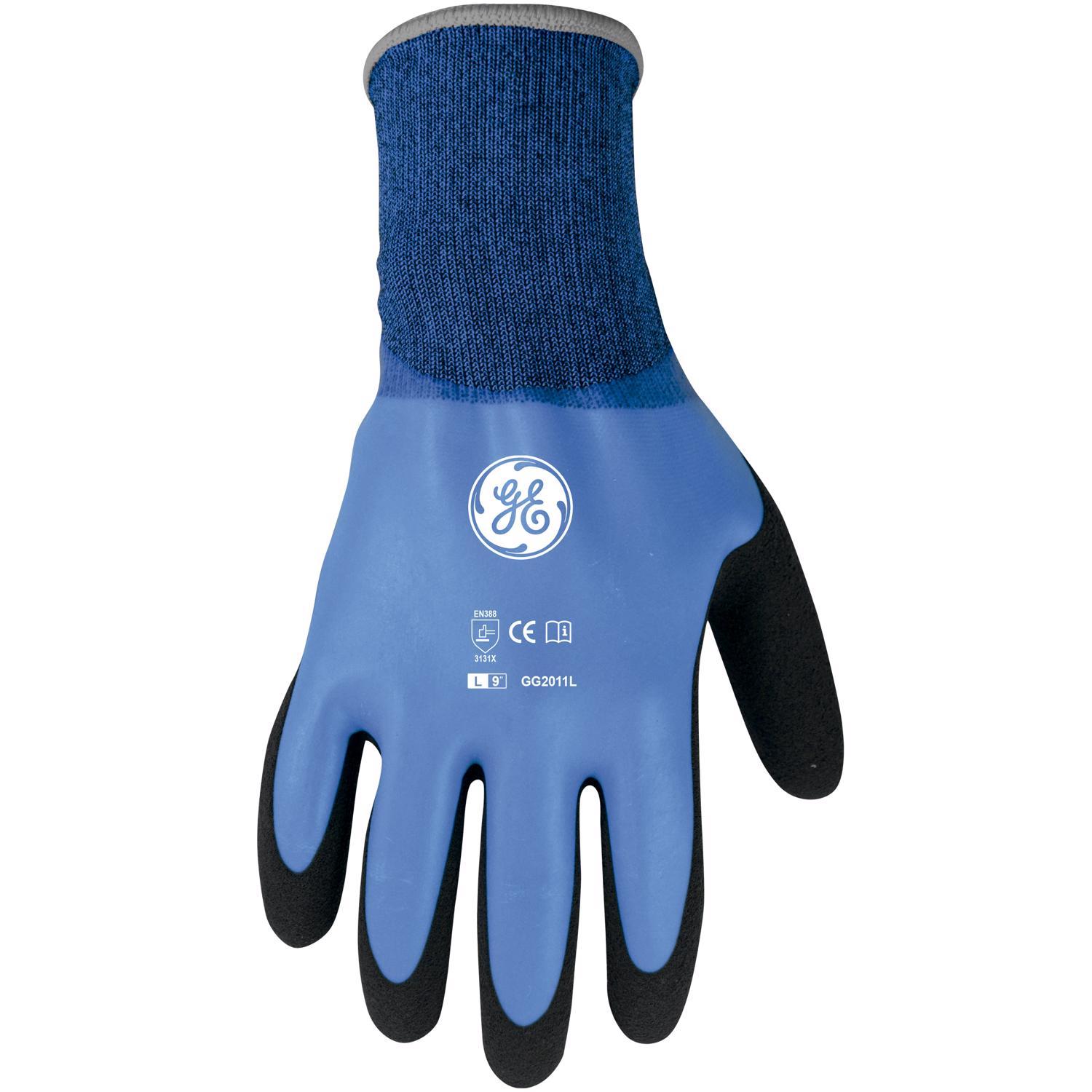 General Electric Black/blue Dipped Gloves Large 1 Pair En388-3121x Certified