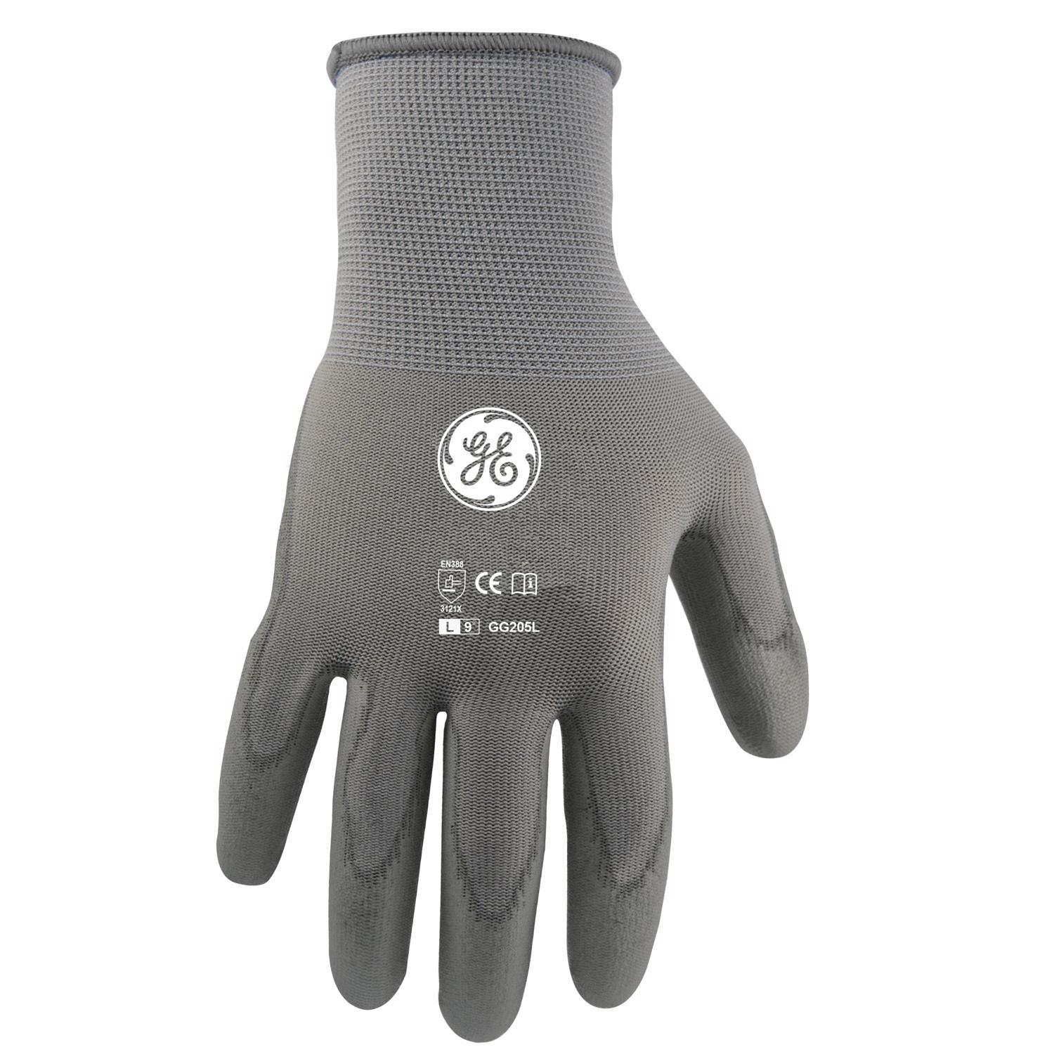 General Electric Gray Dipped Gloves Large 1 Pair With Pu Coating