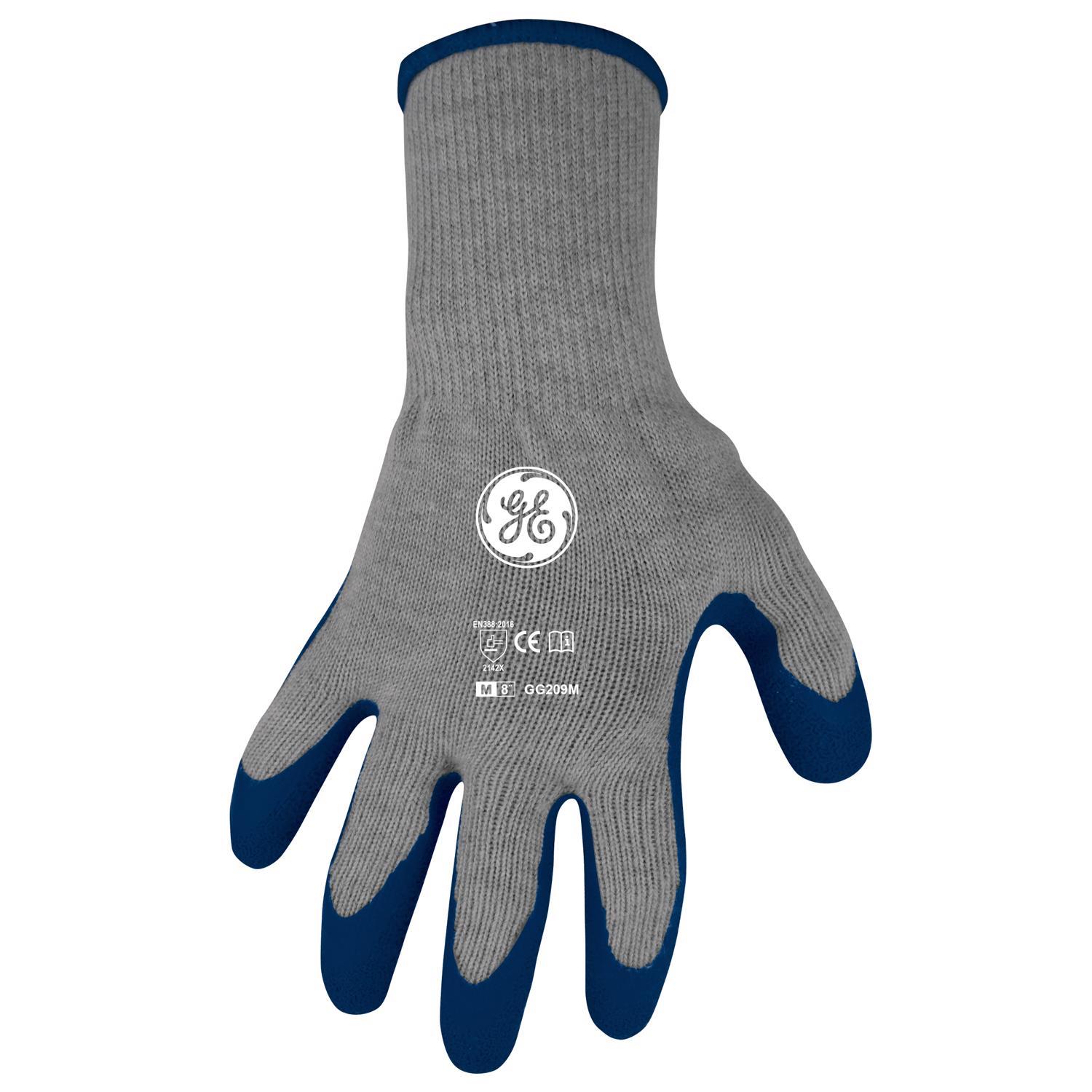 General Electric Crinkle Dipped Safety Gloves Blue/gray Medium 1 Pair
